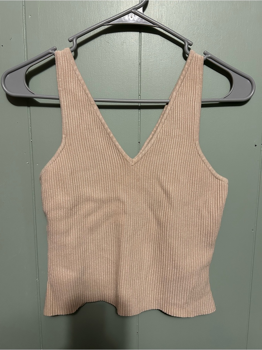 House of Harlow 1960 Ribbed V-Neck Tank Top - Beige